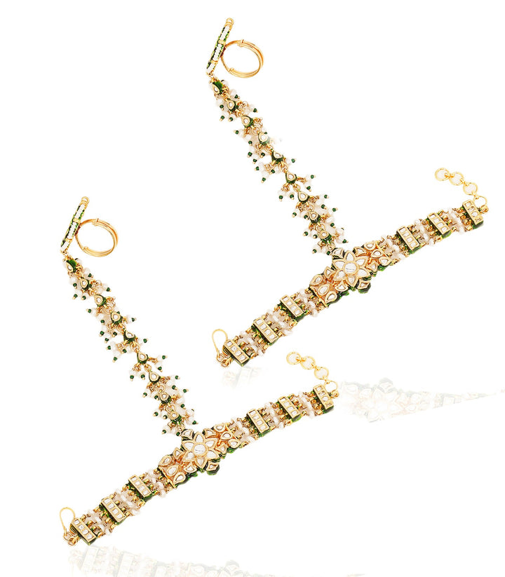 ESHNI GREEN KUNDAN HATHPHOOLS