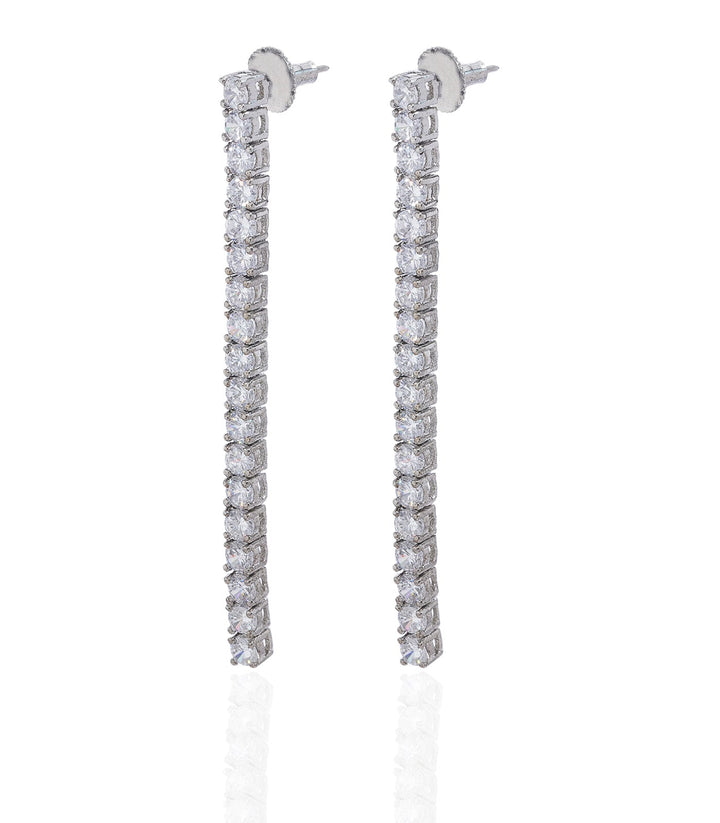 RAKUL SILVER FINISH ZIRCON ZIRCON EARRING