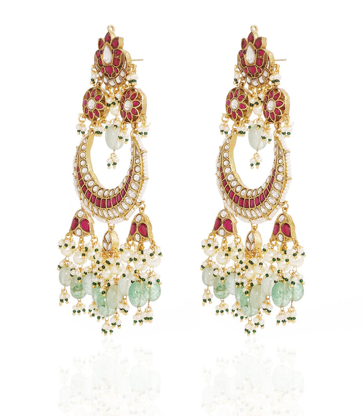 LEELA RED & GREEN KUNDAN CHANDBALI