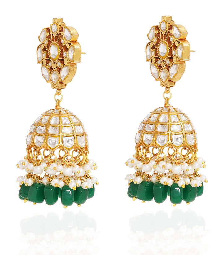 RUKMINI GREEN KUNDAN JHUMKA
