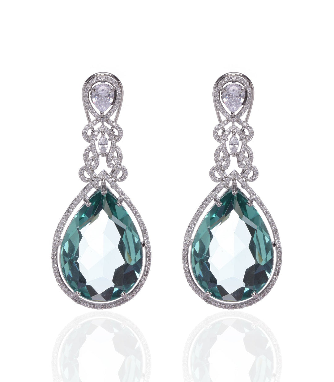 SILVER AQUA BLUE DOUBLET EARRING