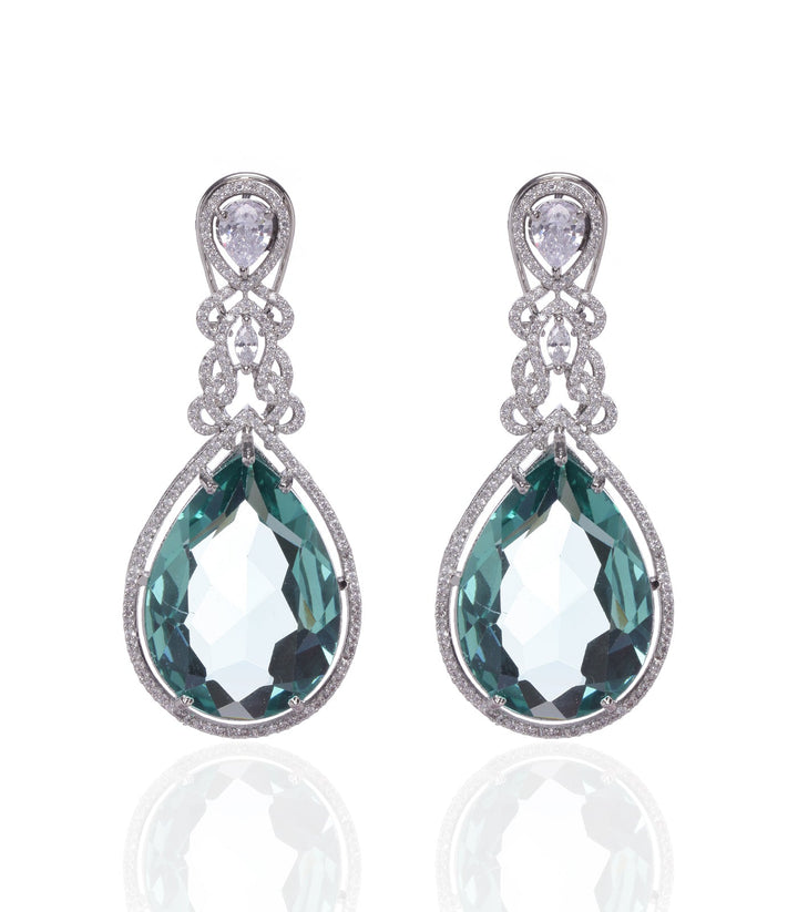SILVER AQUA BLUE DOUBLET EARRING