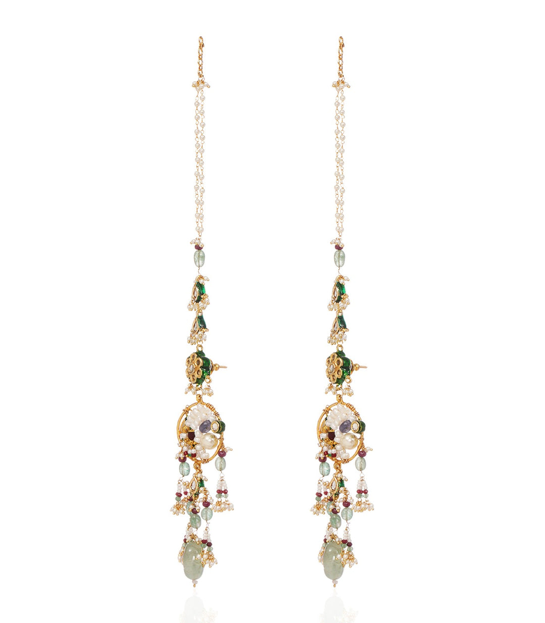 GOURVI GREEN KUNDAN STATEMENT EARRING