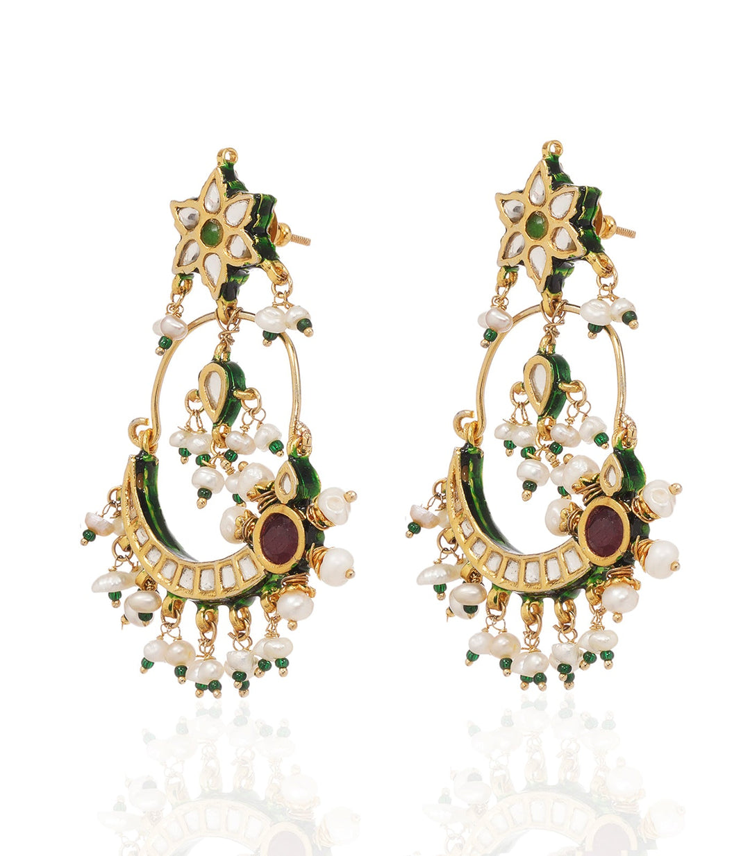 AHVI RED & GREEN KUNDAN STATEMENT EARRING