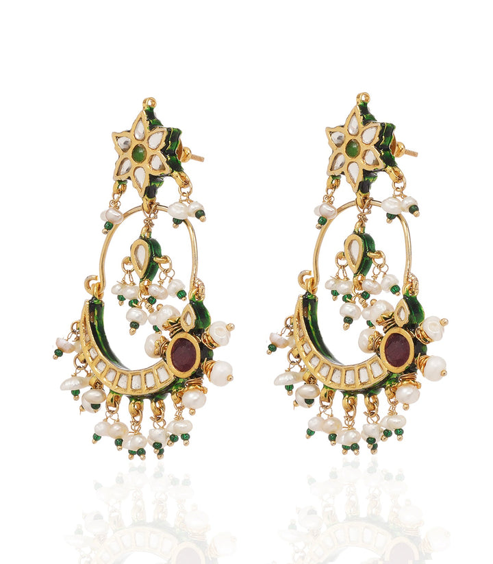 AHVI RED & GREEN KUNDAN STATEMENT EARRING