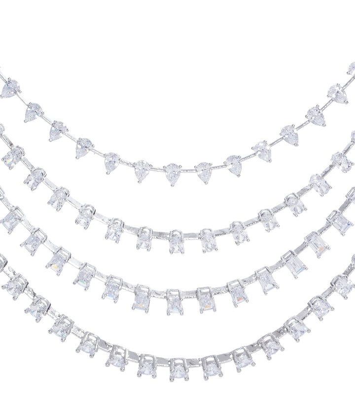 ANAYA SILVER FINISH ZIRCON LONG NECKLACE