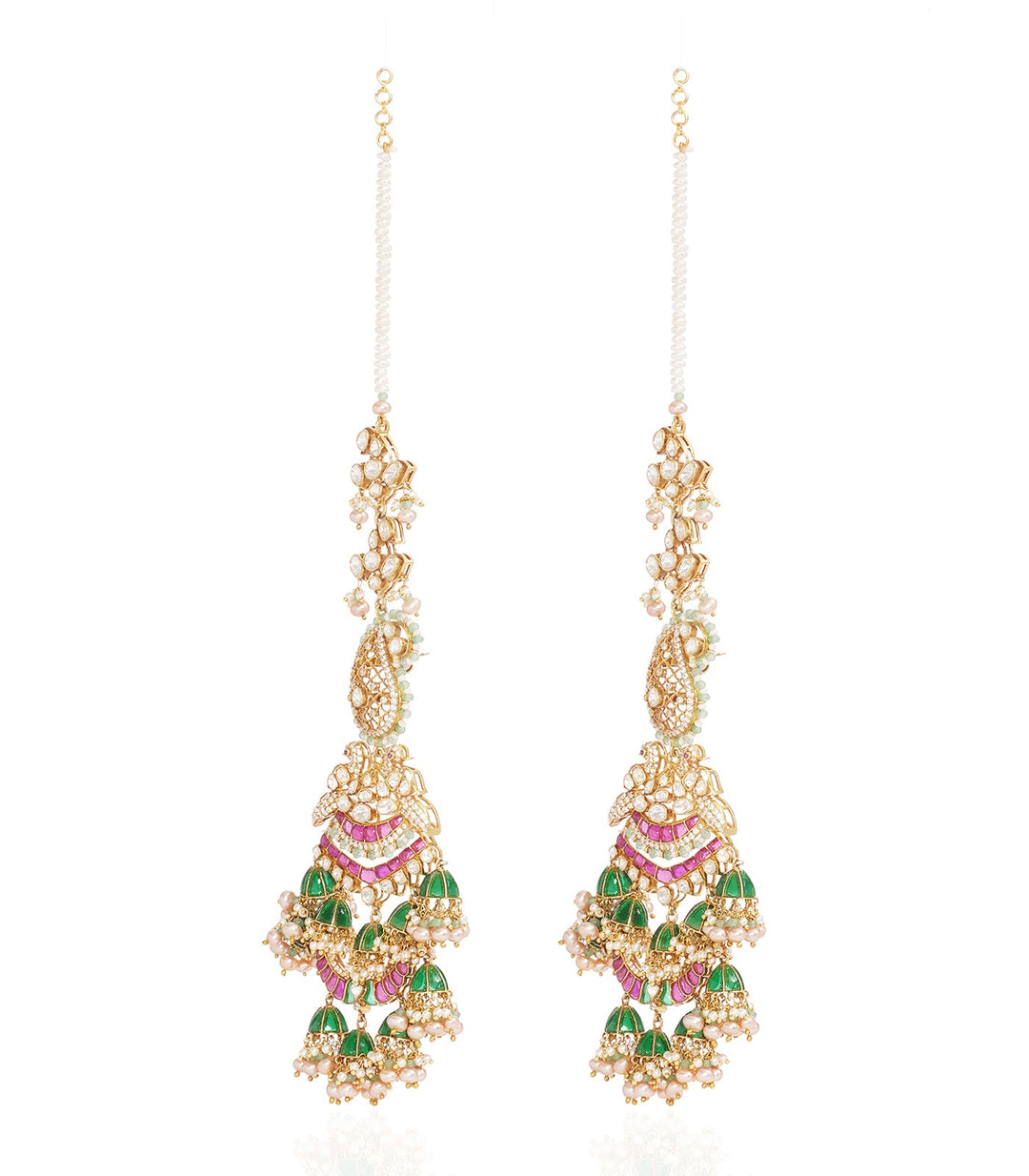 BARUNI RED & GREEN MOISSANITE JHUMKA