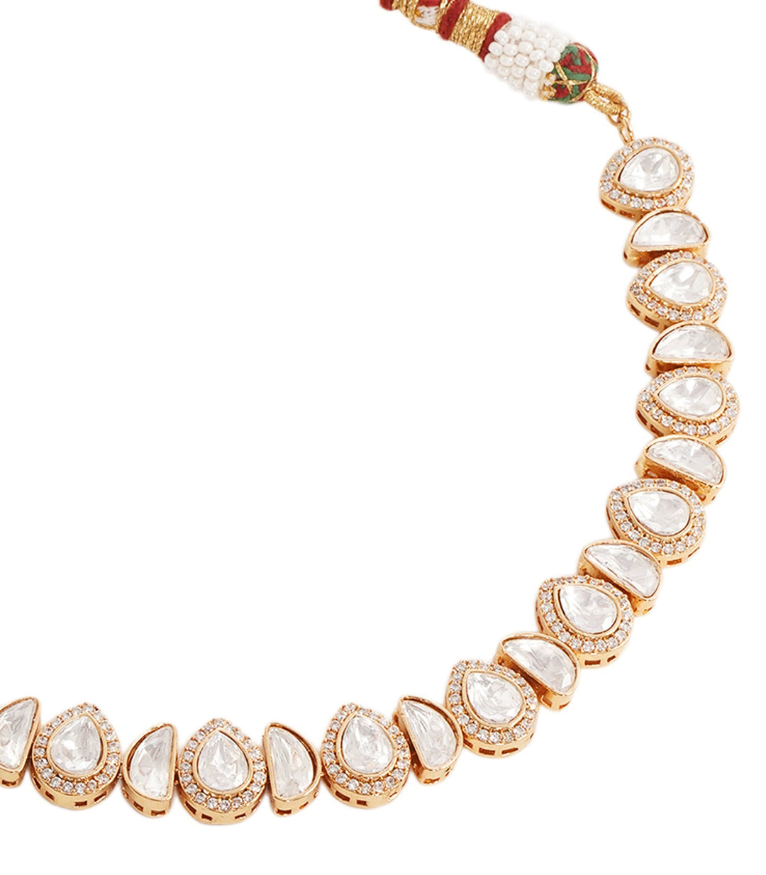 RUTVI WHITE POLKI LONG NECKLACE