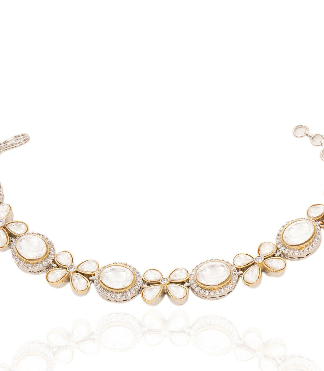 VARSHA SILVER FINISH POLKI BRACELET