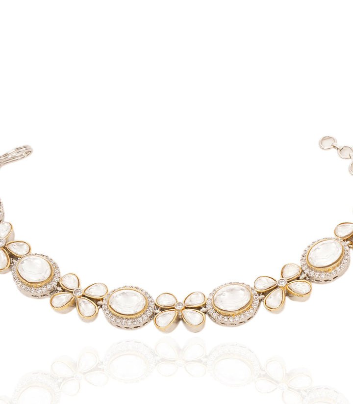 VARSHA SILVER FINISH POLKI BRACELET