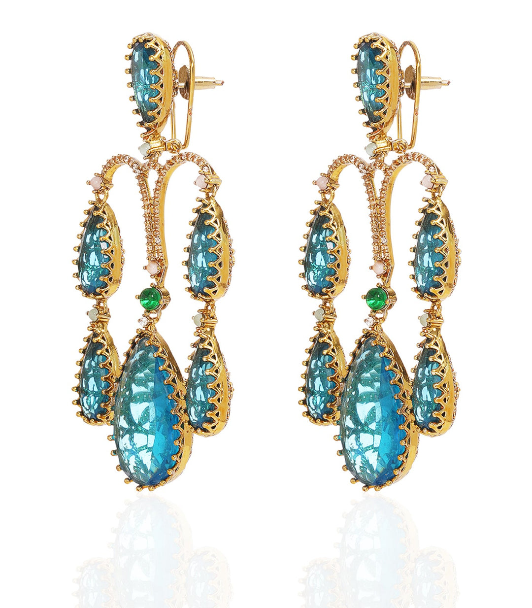 OVIYA ANTIQUE FINISH AQUAMARINE STATEMENT EARRING