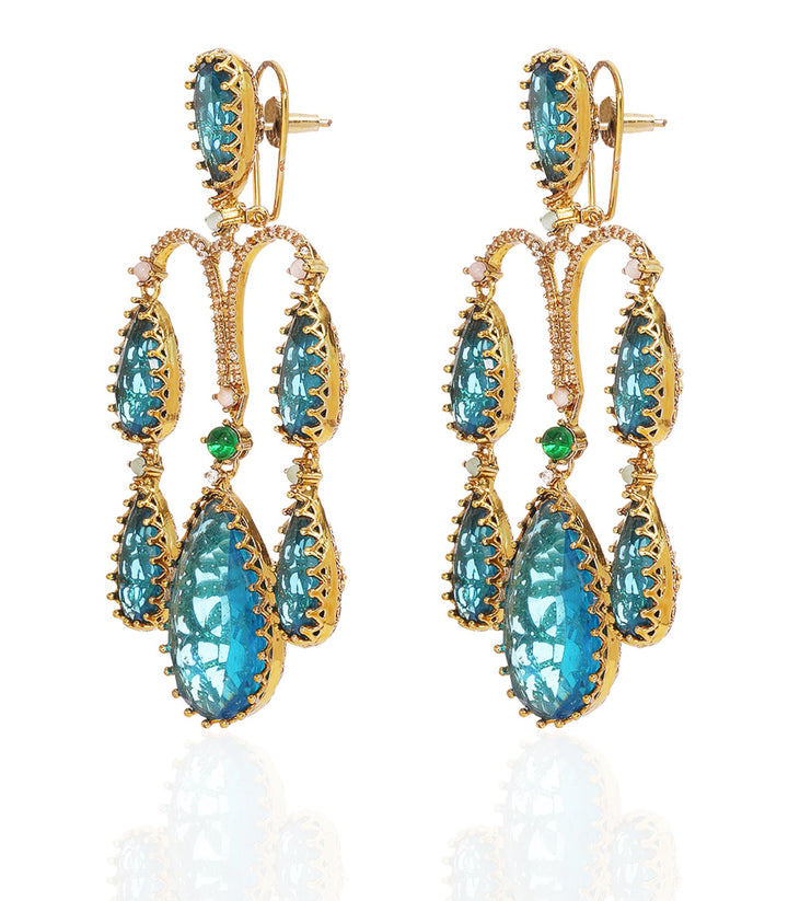 OVIYA ANTIQUE FINISH AQUAMARINE STATEMENT EARRING