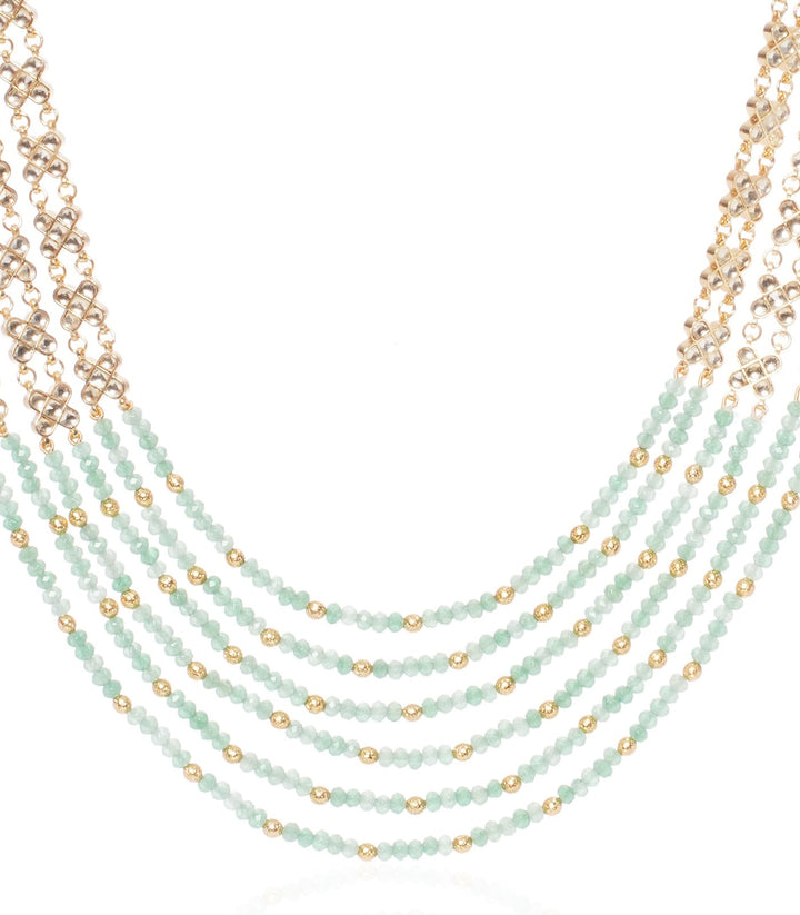 KAHINI GREEN KUNDAN LONG NECKLACE