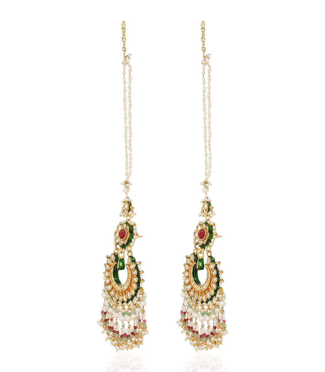 HARITA RED & GREEN KUNDAN CHANDBALI