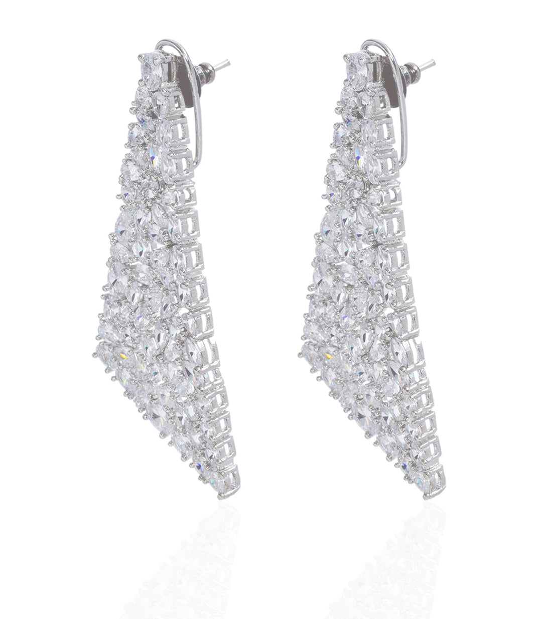 JEEVIKA SILVER FINISH ZIRCON ZIRCON EARRING