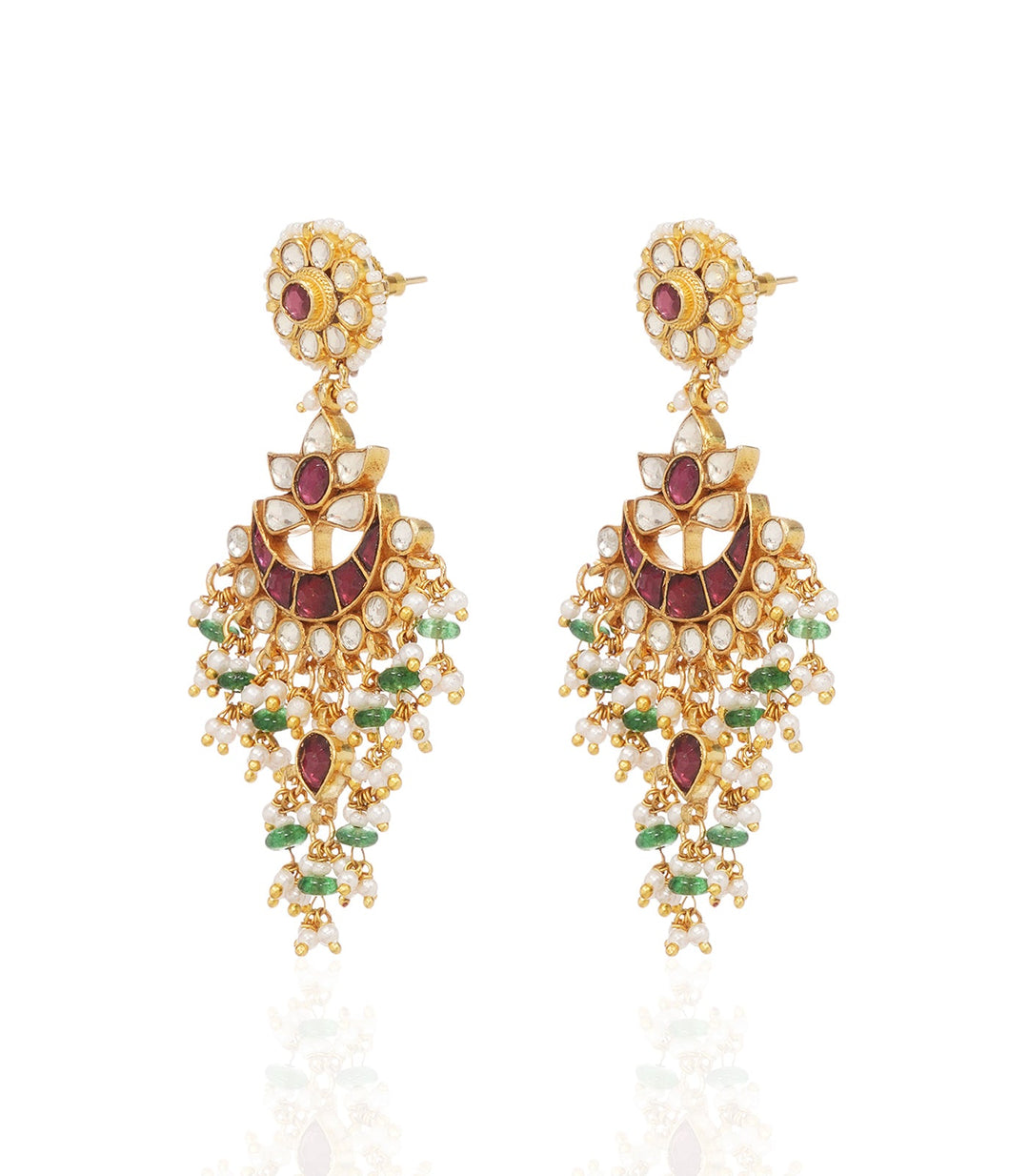 APARNA RED KUNDAN STATEMENT EARRING