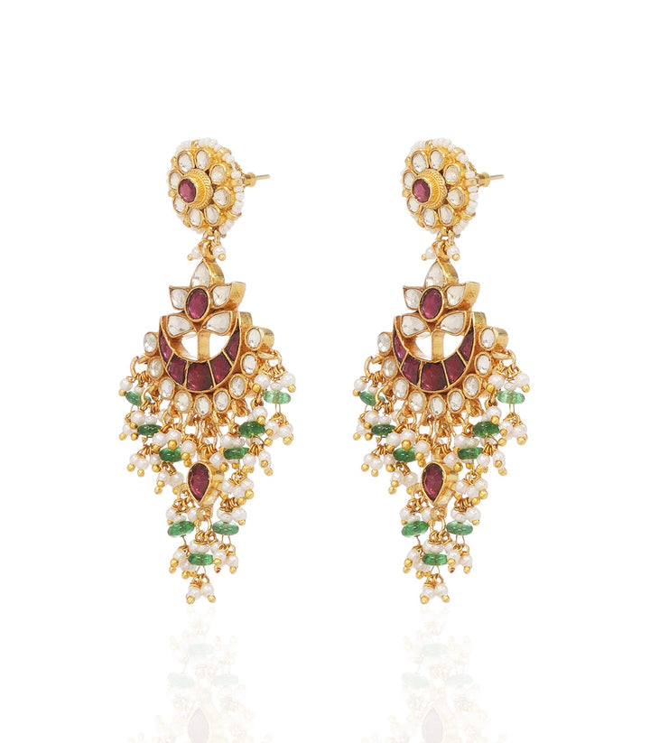 APARNA RED KUNDAN STATEMENT EARRING