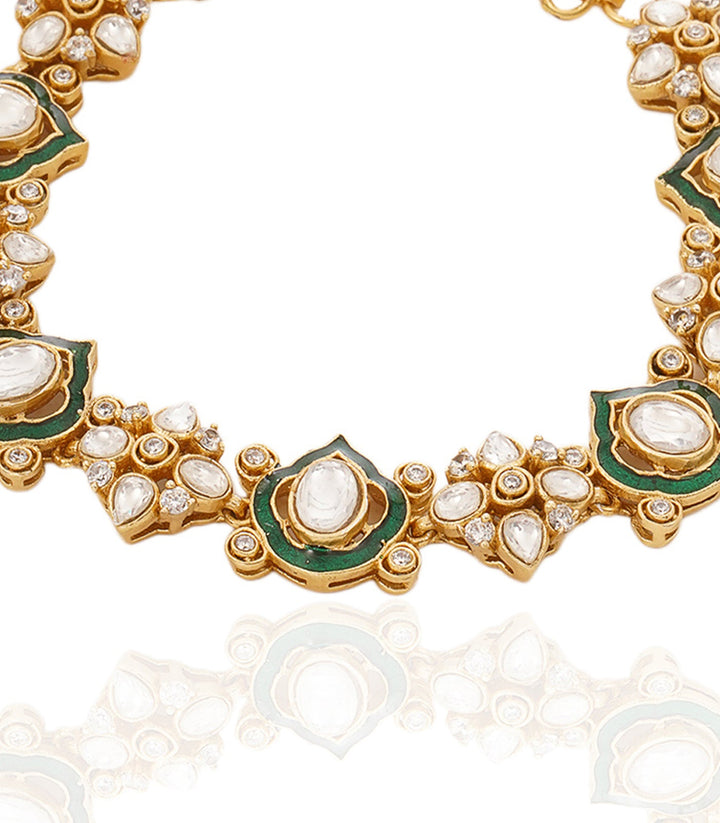 BHAWNA GREEN POLKI BRACELET