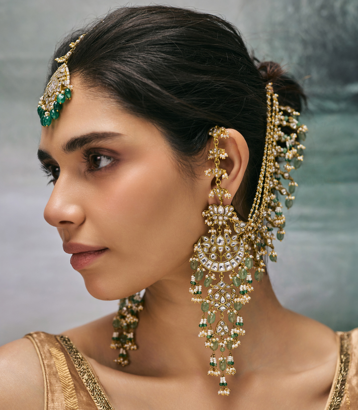 VARNIKA GREEN MOISSANITE STATEMENT EARRING