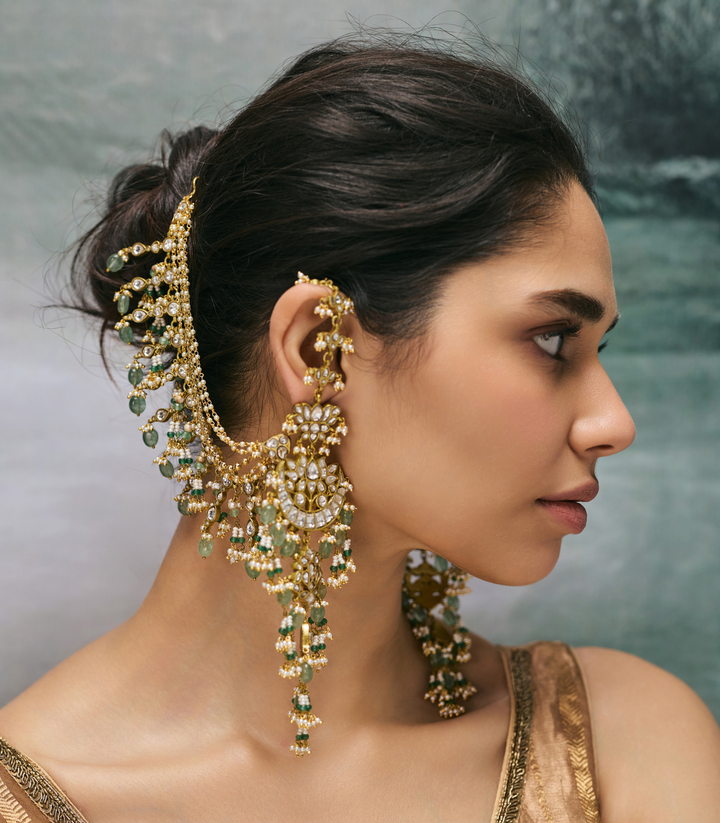 VARNIKA GREEN MOISSANITE STATEMENT EARRING