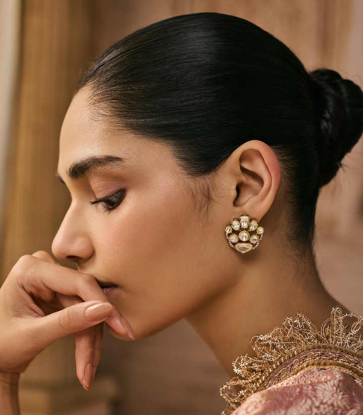 ANVITHA GOLD PLATED POLKI STUD