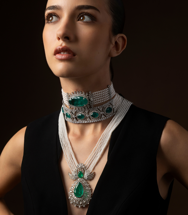 NANCY GREEN ZIRCON LONG NECKLACE