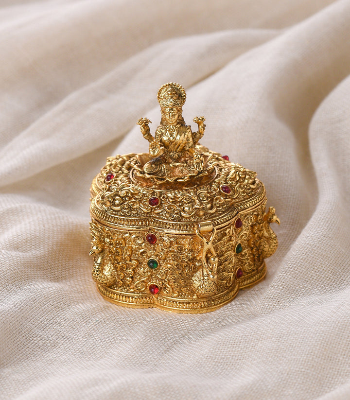 GOLD PLATED LORD LAKSHMI SINDOOR BOX