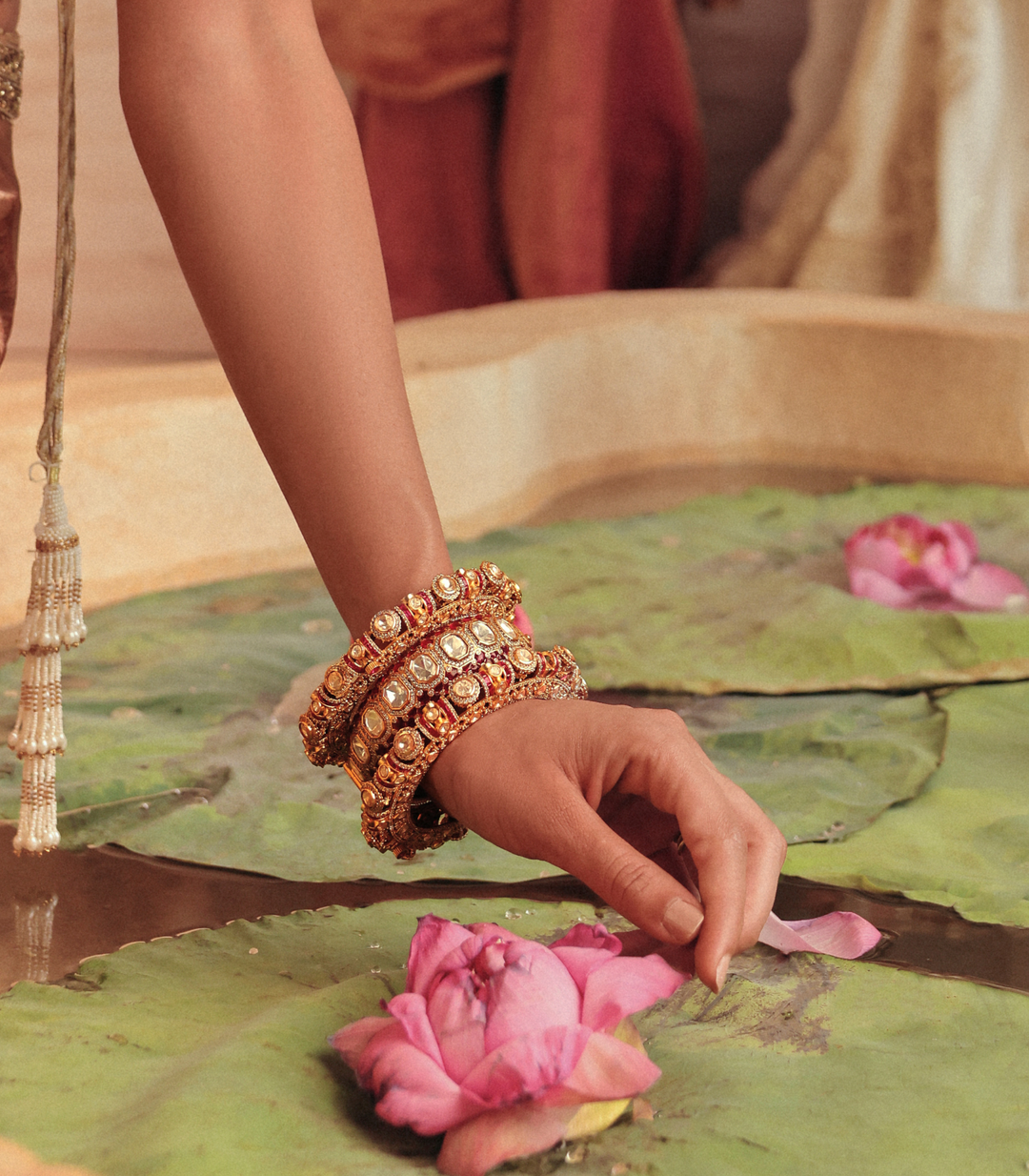 SIMRAN RUBY GOLD PLATED MOISSANITE BANGLES