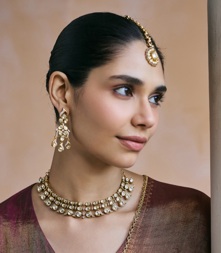 ELENA GOLD PLATED POLKI NECKLACE SET