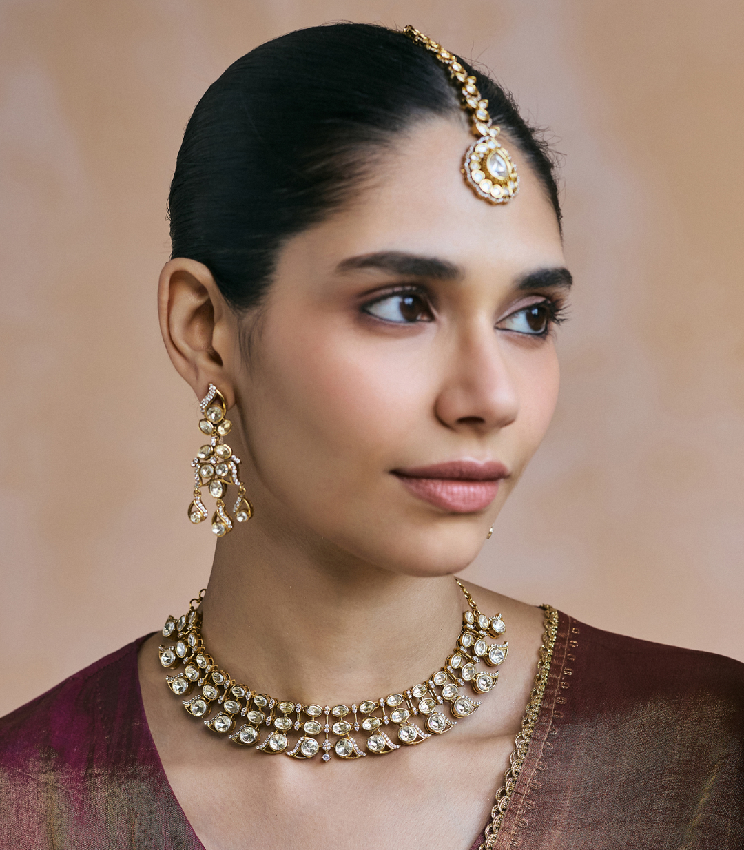 ELENA GOLD PLATED POLKI NECKLACE SET