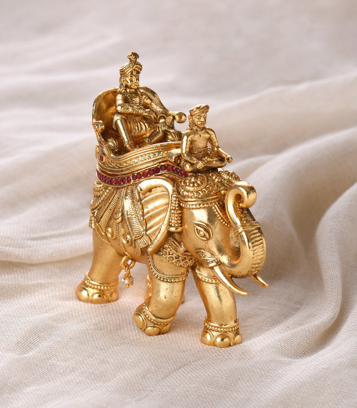 GOLD PLATED ELEPHANT SINDOOR BOX