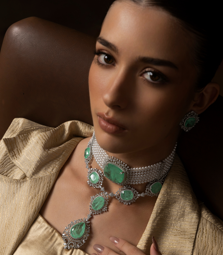 OVIYA MINT ZIRCON LONG NECKLACE