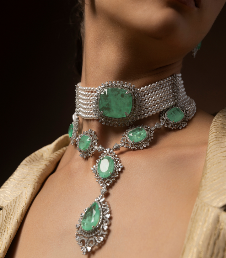 OVIYA MINT ZIRCON LONG NECKLACE