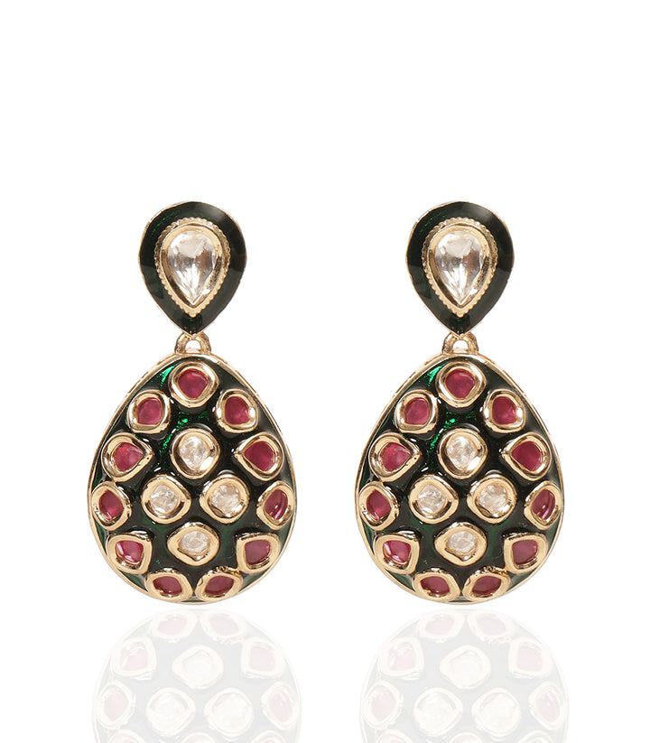 KATHY RED POLKI NECKLACE SET
