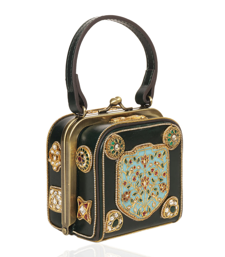 MISHIKA GREEN KUNDAN HAND BAG