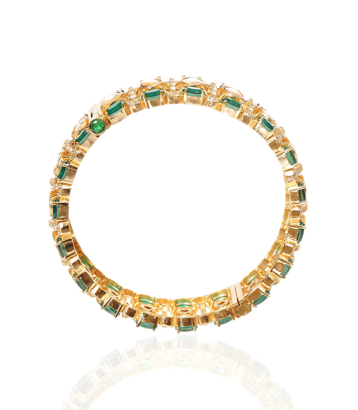 AMBIKA GREEN GOLD PLATED MOISSANITE BANGLES