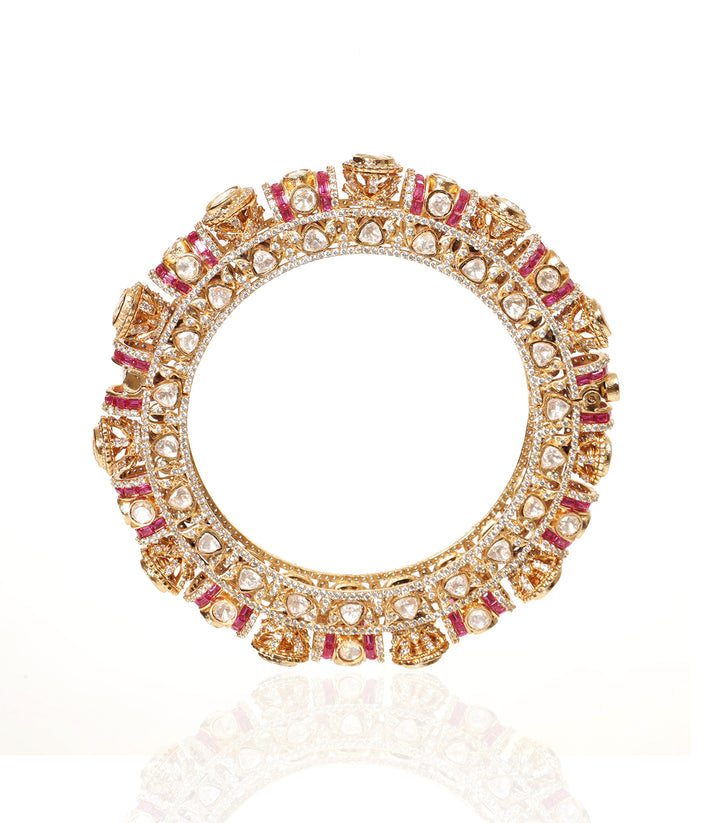 SIMRAN RUBY GOLD PLATED MOISSANITE BANGLES