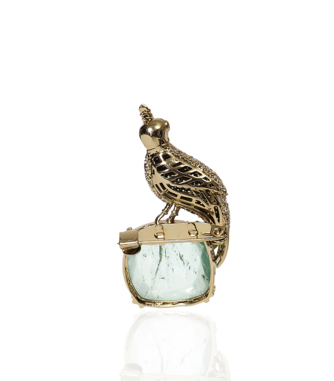 ASHA ANTIQUE FINISH GREEN POLKI BROOCH