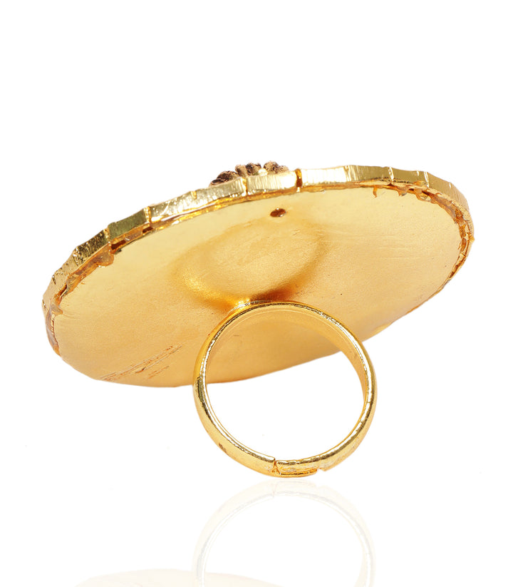 PARNIKA RED & GREEN KUNDAN RING