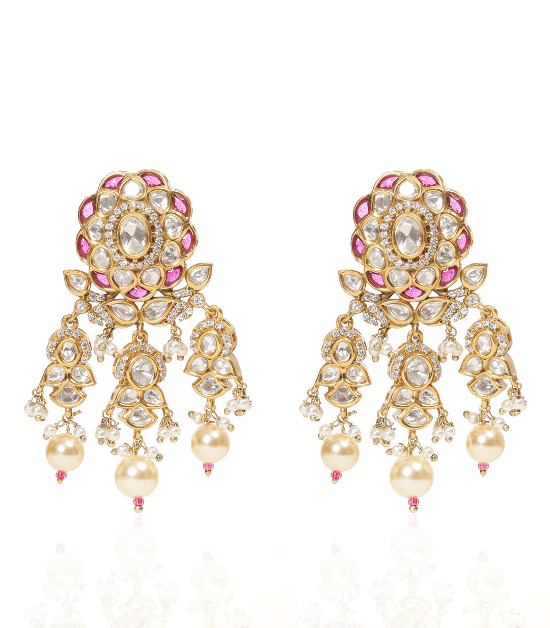 PRISHA RED & GREEN POLKI NECKLACE SET