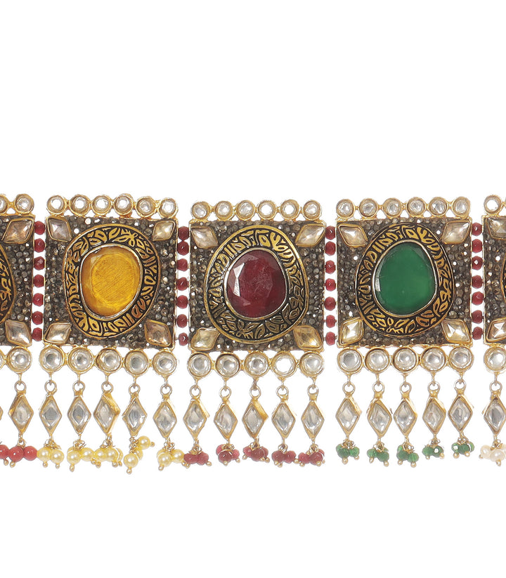 TVESHA NAVRATAN KUNDAN NECKLACE SET