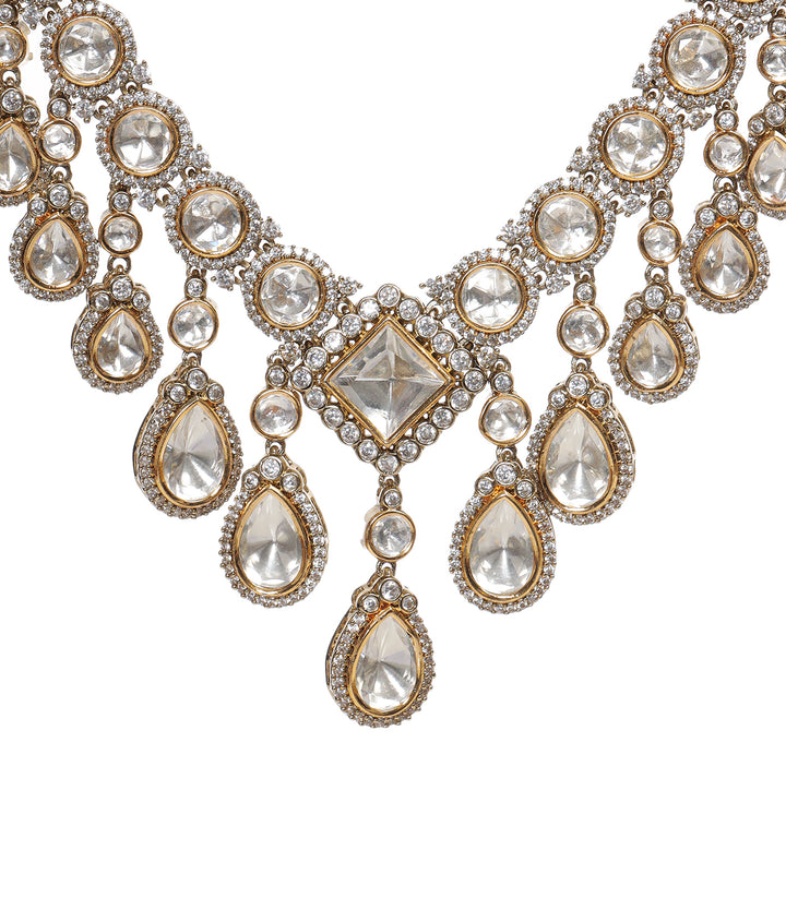 TANYA ANTIQUE FINISH POLKI NECKLACE SET