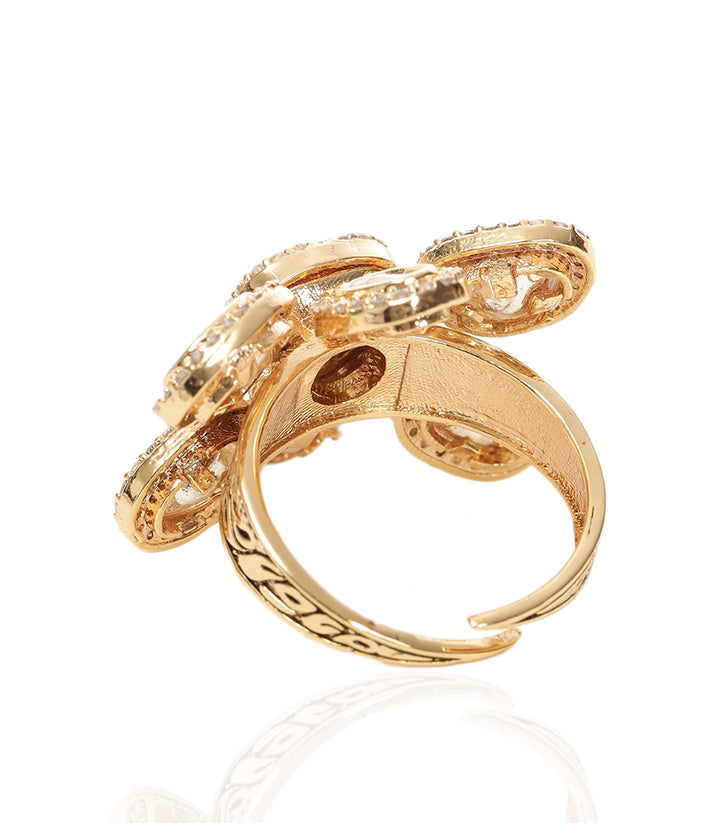 AMBIKA GOLD PLATED POLKI RING