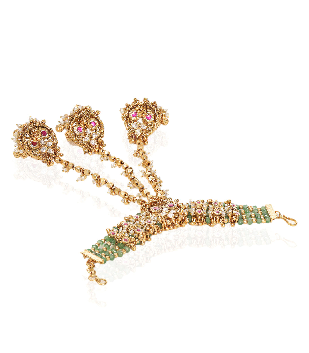 SUNITI RED & GREEN KUNDAN HATHPHOOL