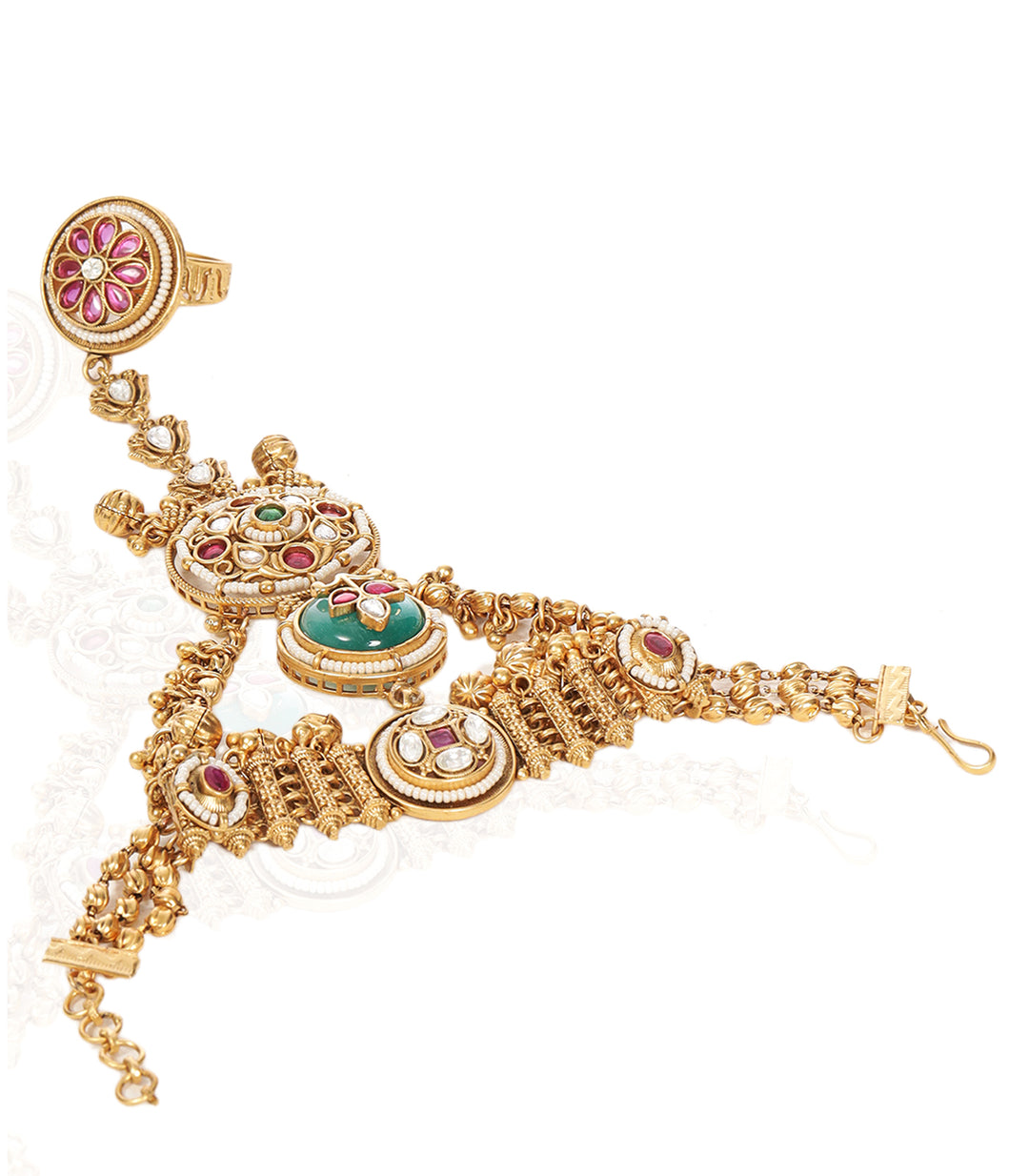 SUMAN RED & GREEN KUNDAN HATHPHOOL