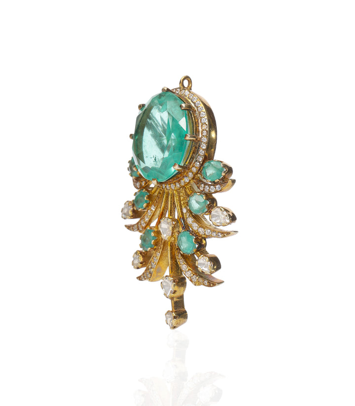 AAKRITI GREEN MOISSANITE BROOCH