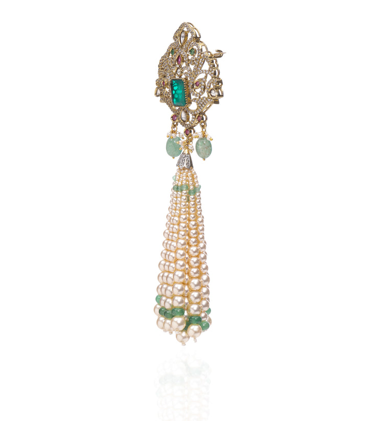 GOURI GREEN POLKI BROOCH