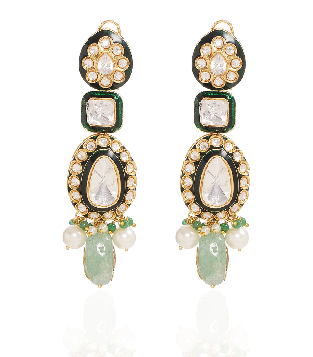 VRINDA GREEN POLKI NECKLACE SET