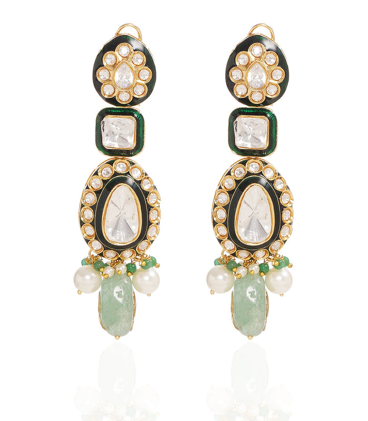 VRINDA GREEN POLKI NECKLACE SET