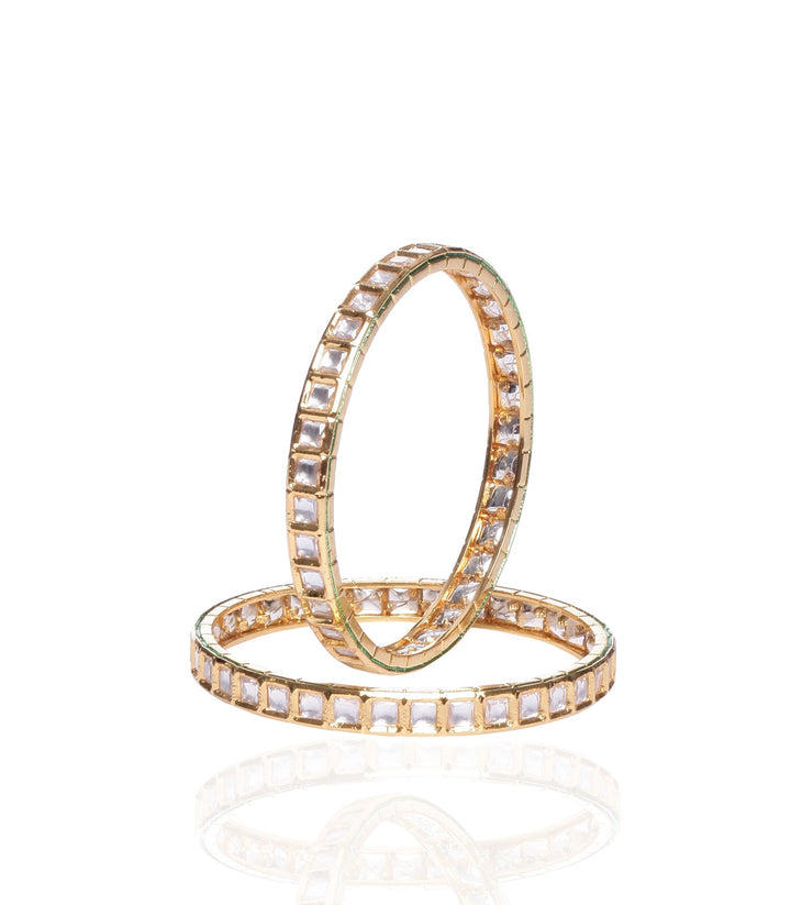 GOLD PLATED SINGLE LINE KUNDAN BANGLES